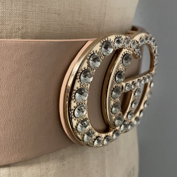 Rhinestone Buckle Vegan Leather Belt main image 5